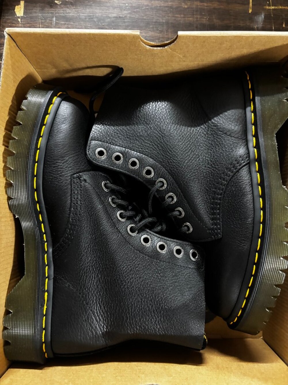 Dr. Martens Men’s Black Leather Lace Up Combat Work Boots Size 8 Brand New